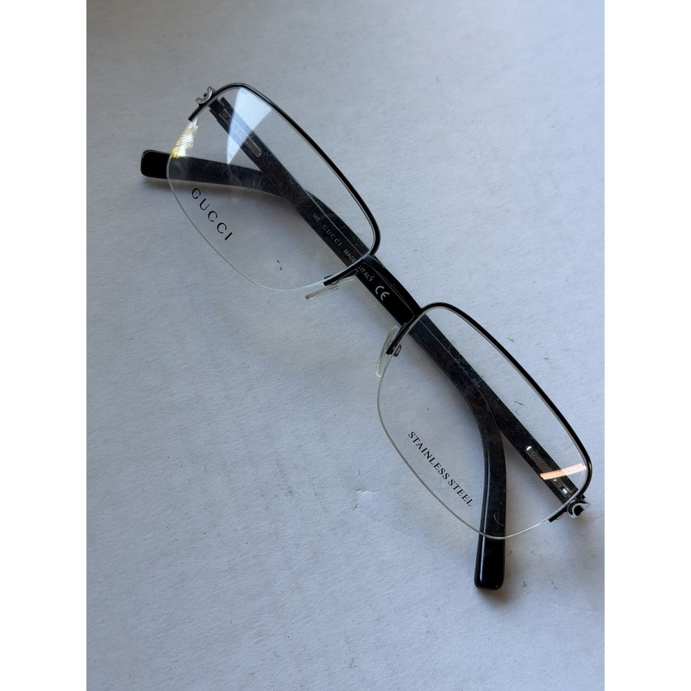 Gucci GG 1810 QB7 Black Half Rim Eyeglasses Frames 55-19-145 Italy